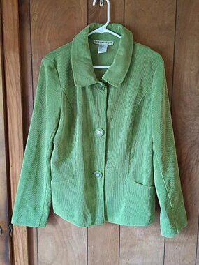 Requirements Women’s Size L Green Textured Jacket Button Front Stretch Blazer